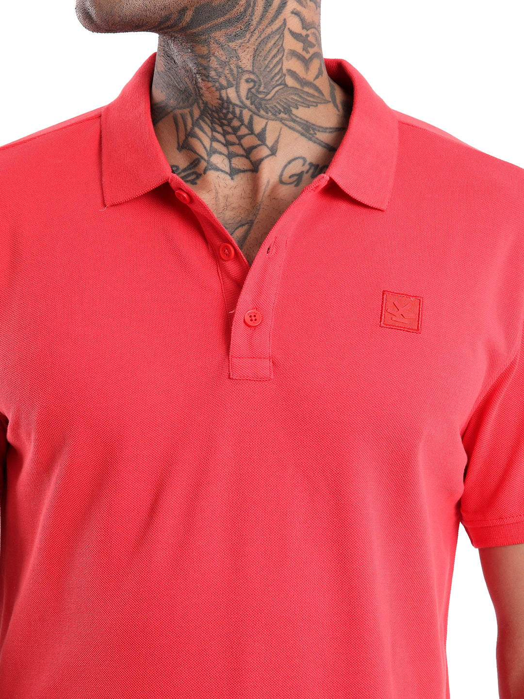 Solid Red Logo Polo T-Shirt