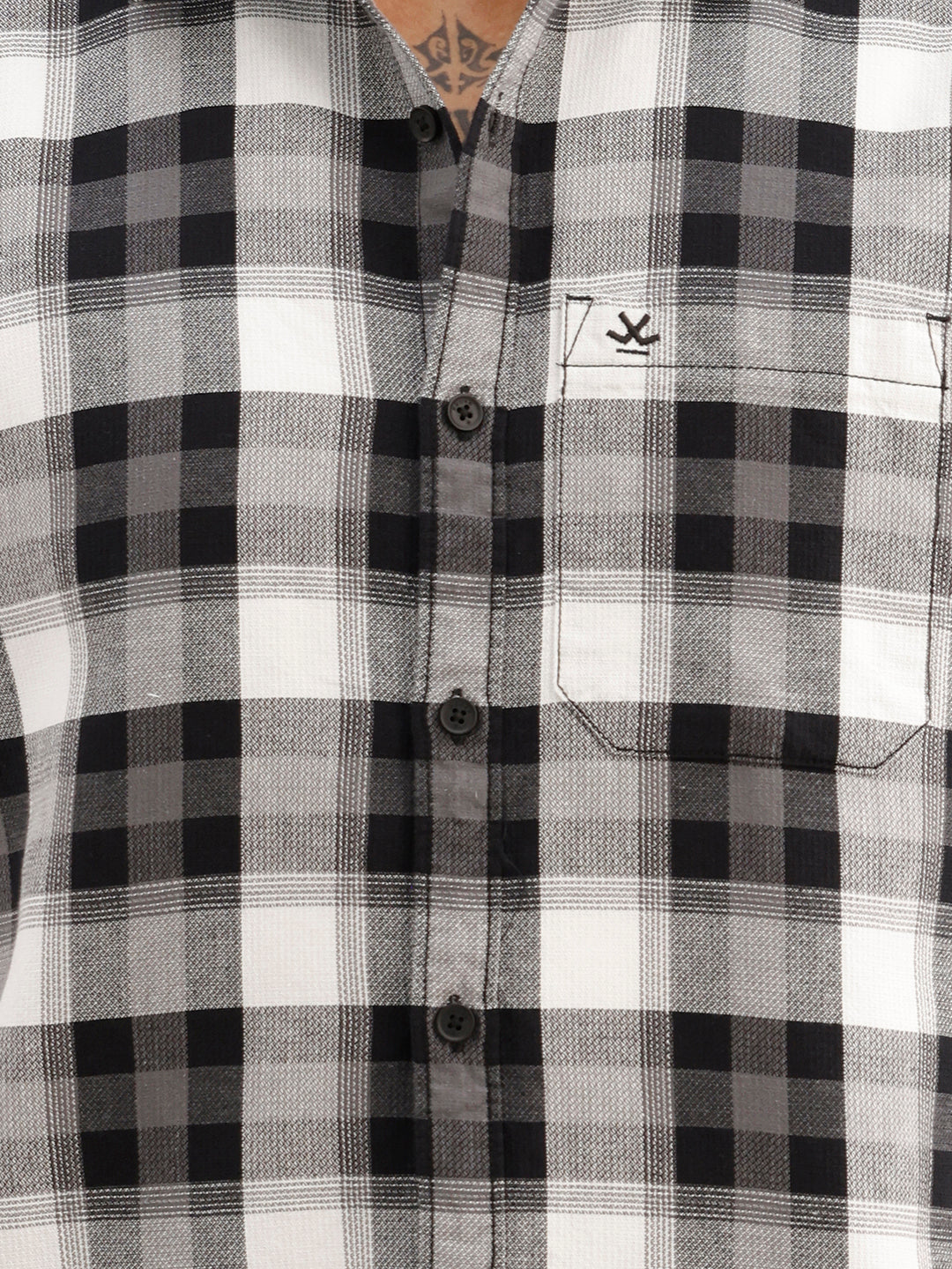 Regular Fit Checkered Full Sleeve Shirt | Black