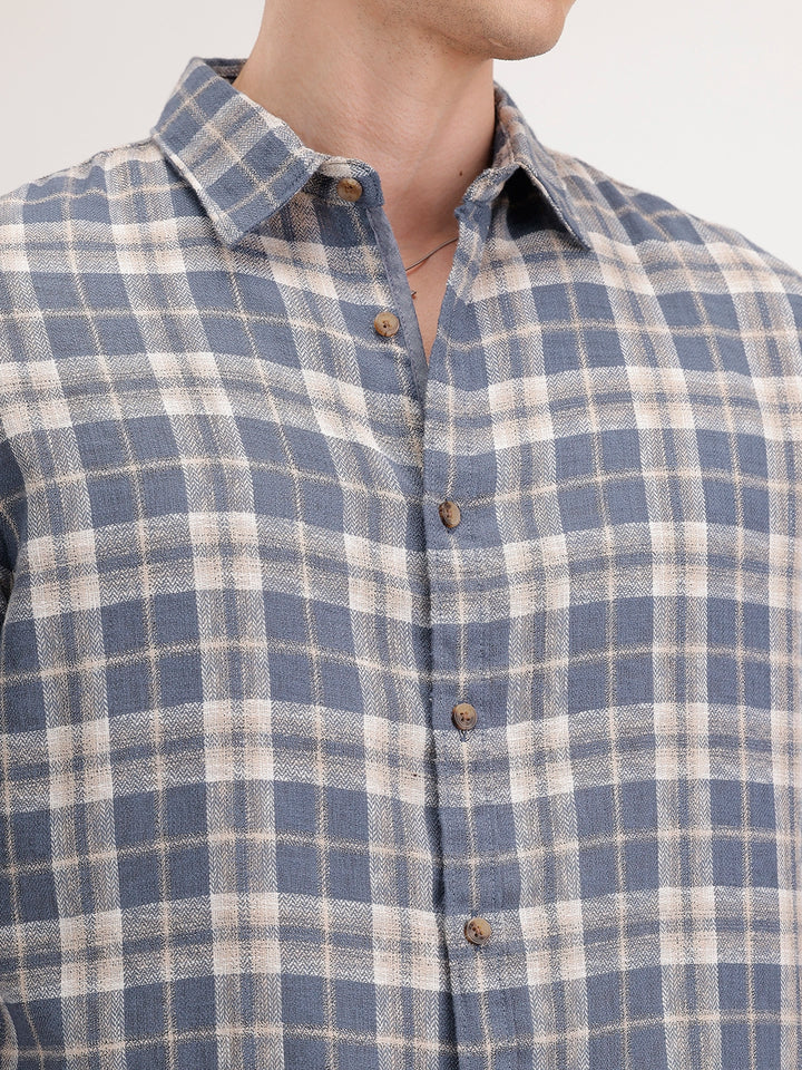Slim Fit Checkered Shirt | Blue