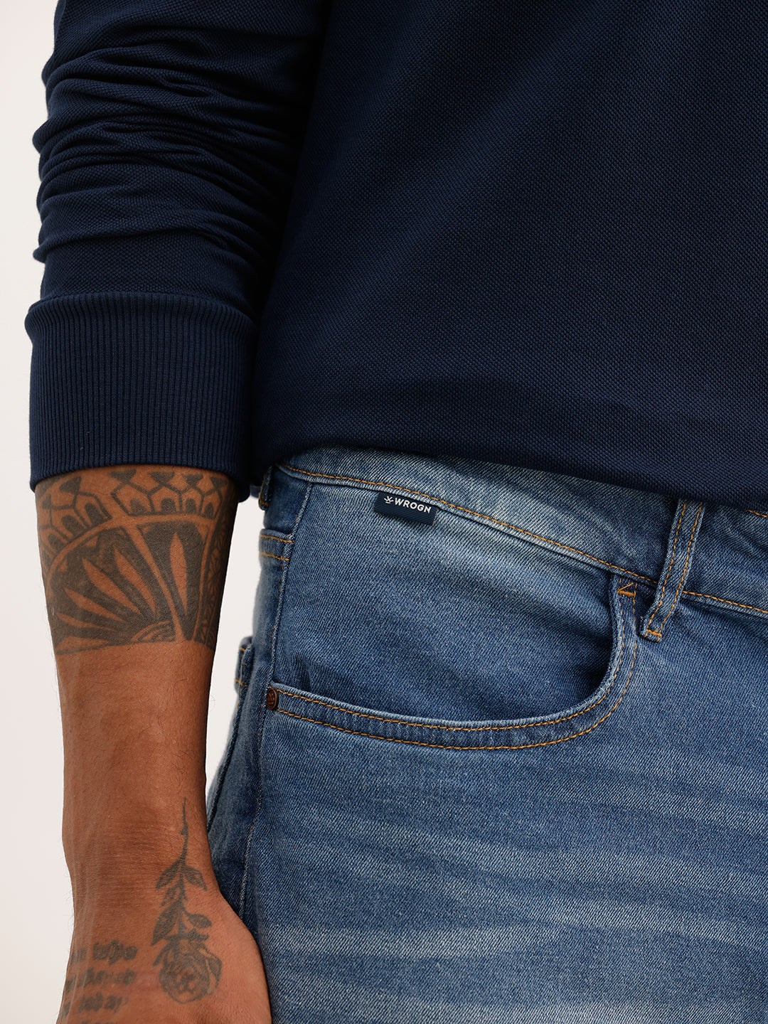 Faded Straight Fit Denim Jeans | Light Blue | WJN0200SR2017S
