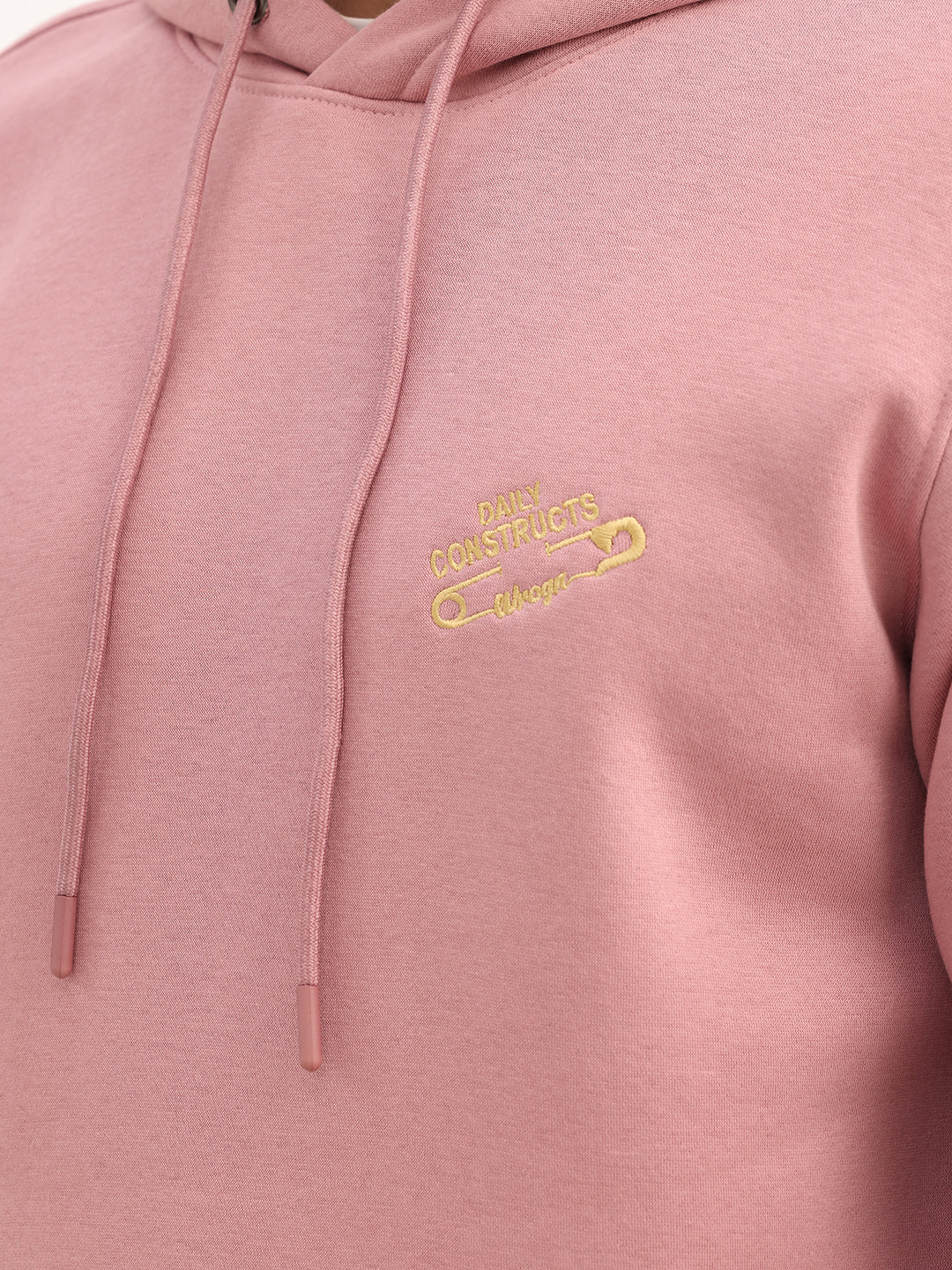 Comfort Fit Embroidery Detail Hooded Sweatshirt | Pink