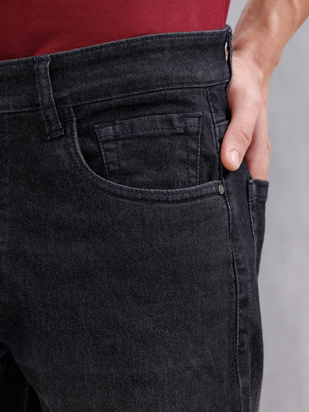 Men's Casual Slim Fit Jeans | Dark Stone