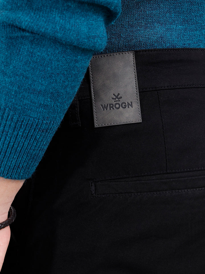 Slim Fit Casual Trousers | Black