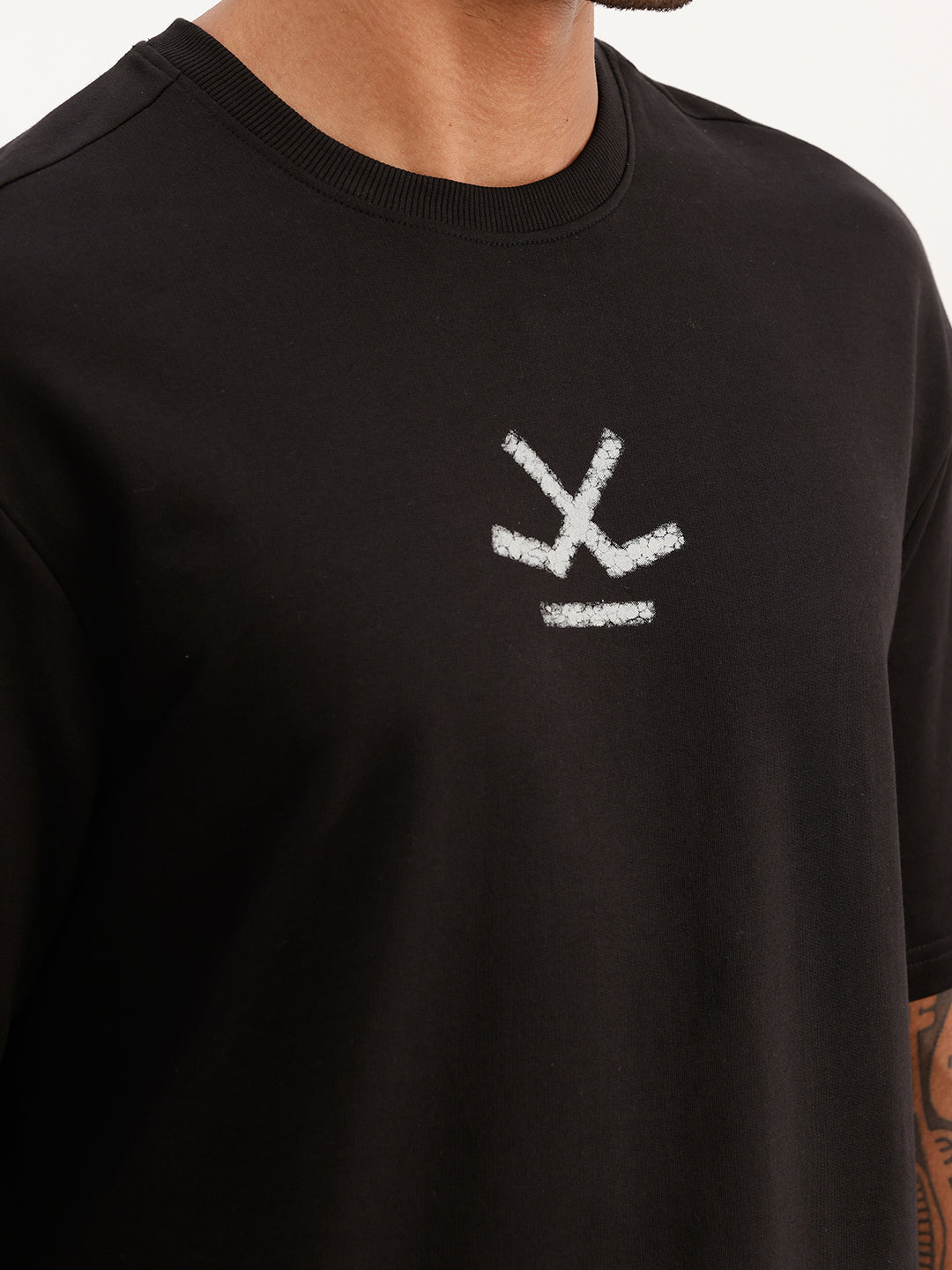 Oversized Back Printed T-Shirt | Black | WTS02HSOS1357S