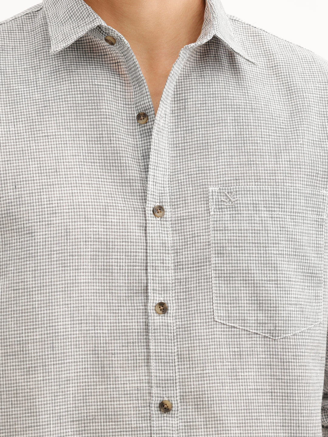 Regular Fit Checkered Shirt  | Grey