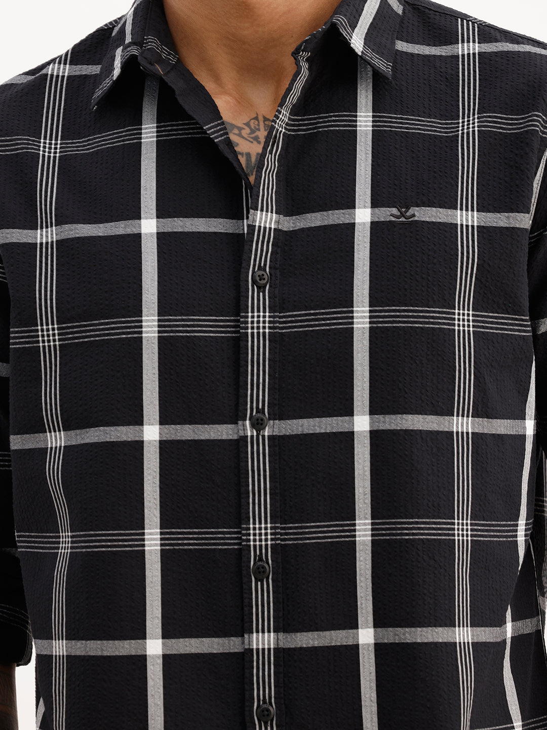 Classic Slim Fit Checkered Shirt | Black