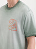 Washed Puff Printed Oversized T-Shirt   |  Olive