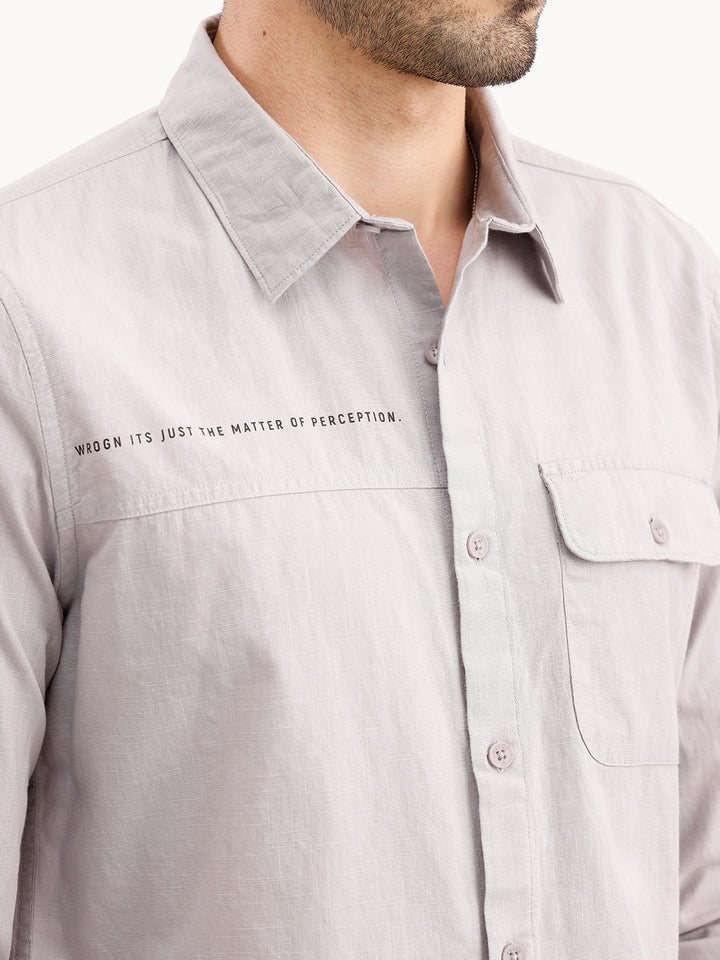 Slim Fit Panel Printed Shirt | Grey
