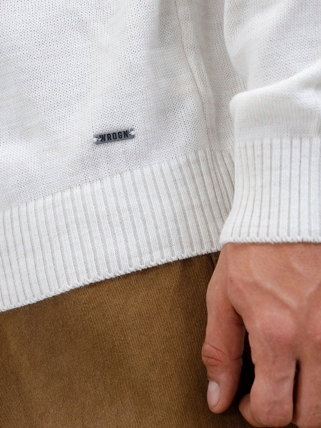 Men's Solid Casual Hoodie Pullover | White