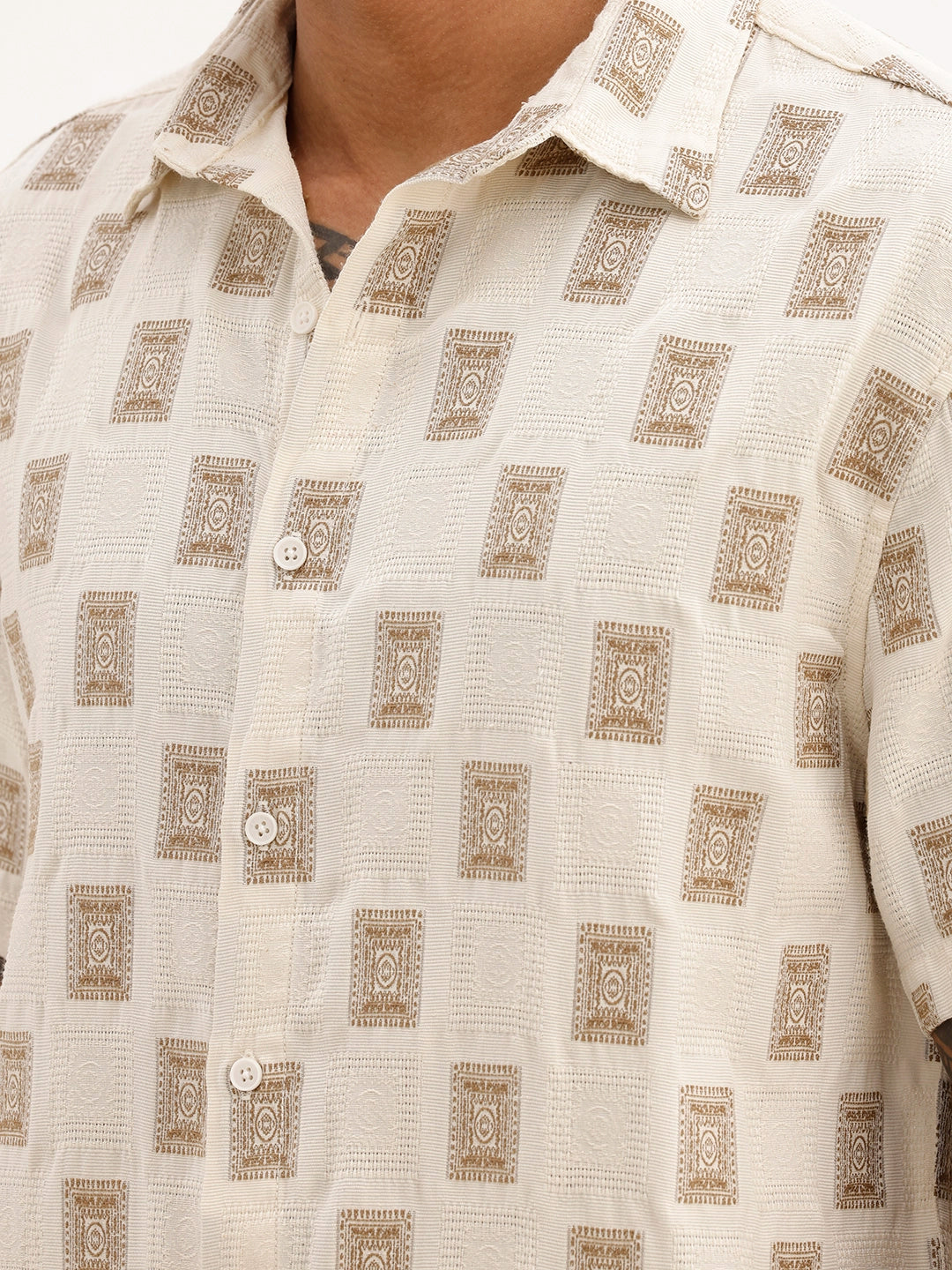 Classic Comfort Fit Jacquard Shirt | Off White