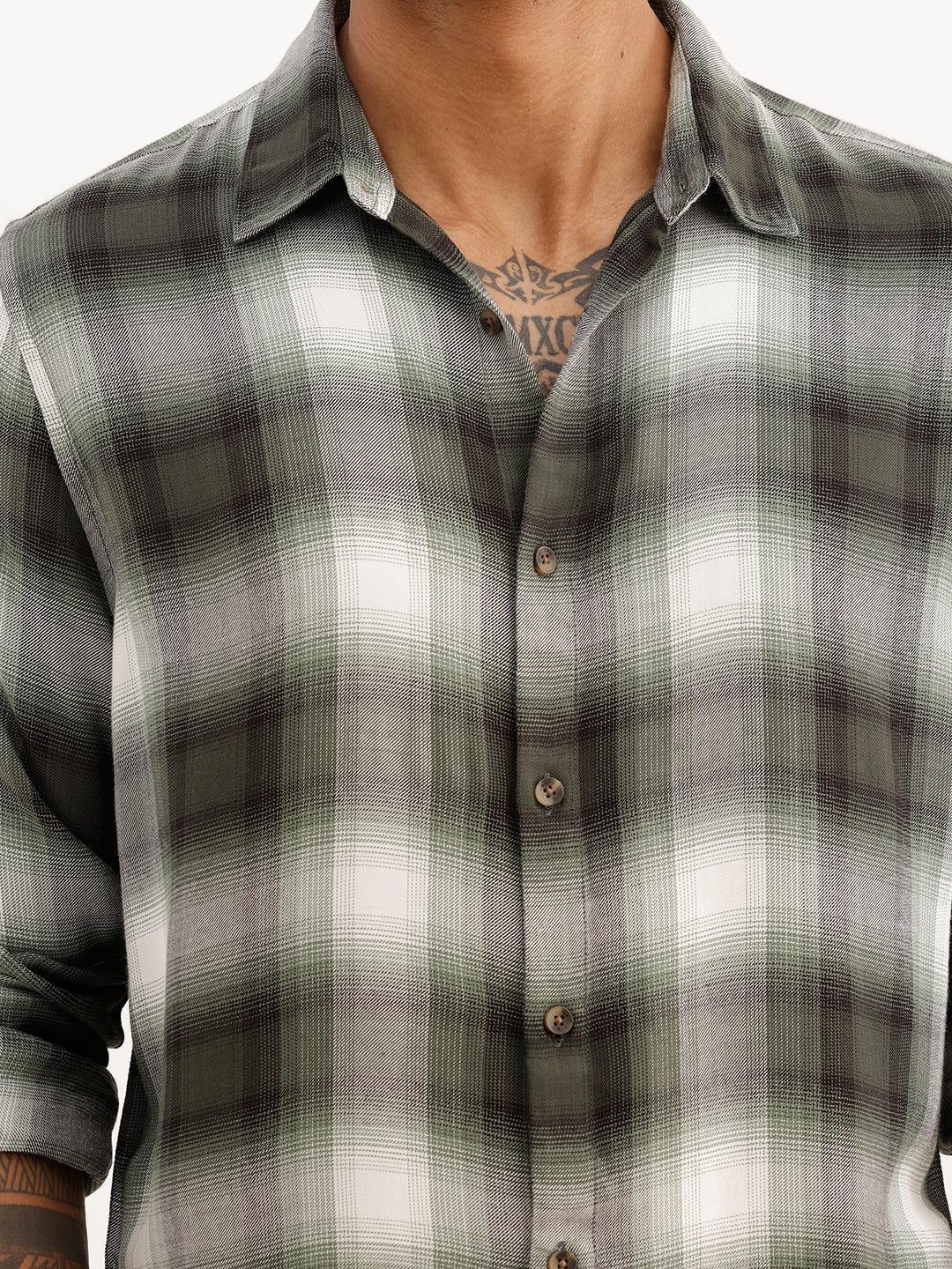 Slim Fit Full Sleeve Checkered Shirt | Green
