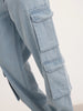 Loose Fit Cargo Denim Jeans | Light Blue