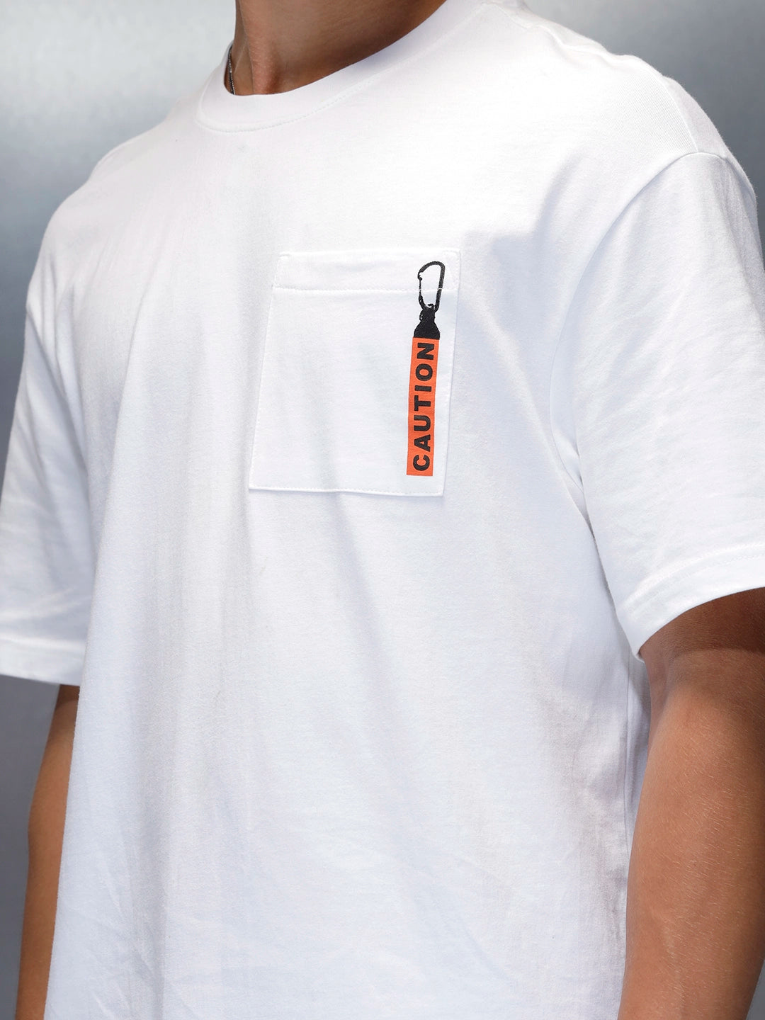Men's Oversized Pocket Printed Graphic T-shirt | White