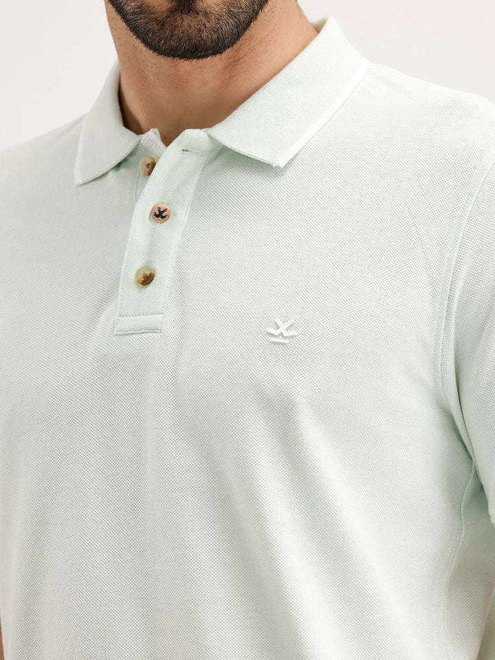 Solid Slim Fit Polo T-Shirt | Light Green