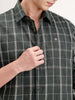 Slim Fit Checkered Linen Blend Shirt | Green