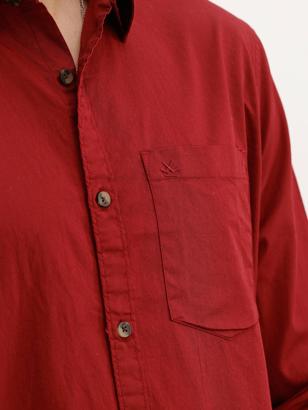 Solid Regular Fit Full Sleeve Shirt | Maroon | WVSH2570F