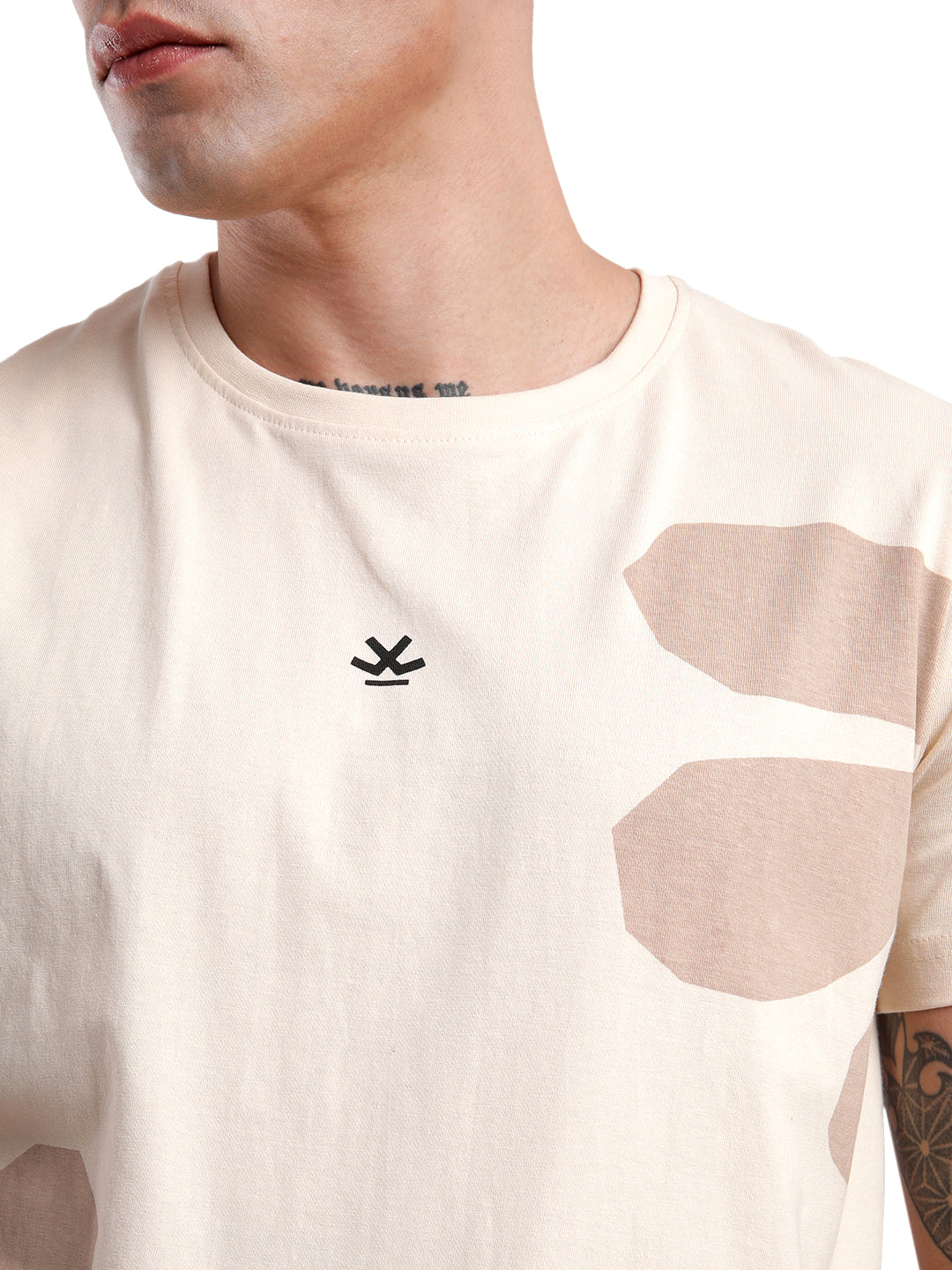 Wrogn Bloom Printed Beige T-Shirt