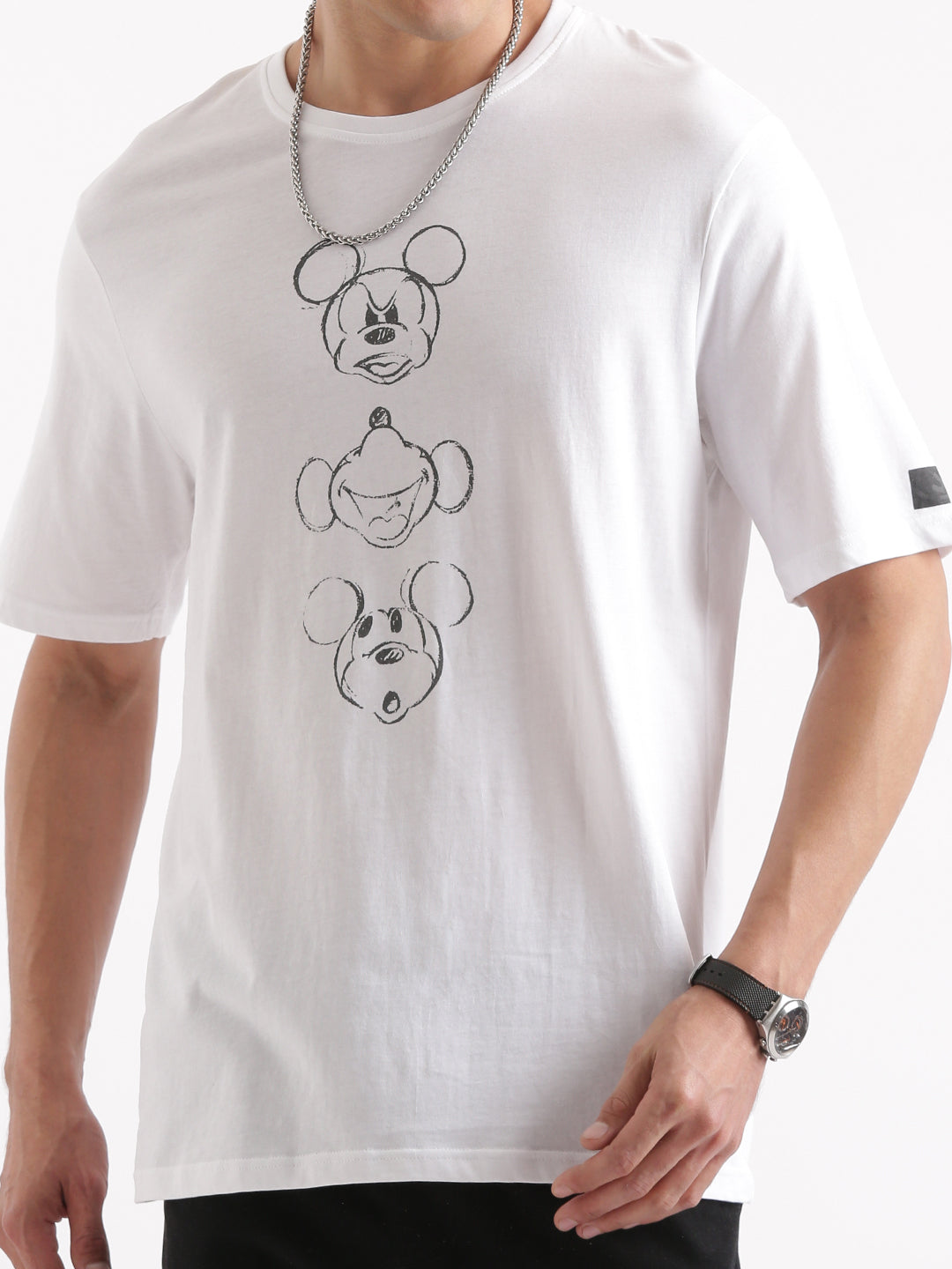 Casual White Mickey Printed T-Shirt