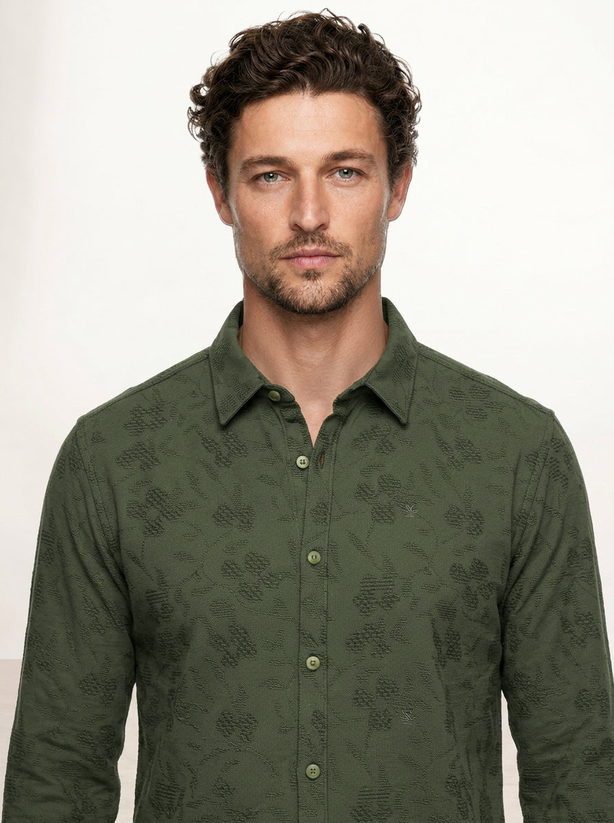 Comfort Fit AOP Full Sleeve Shirt | Olive