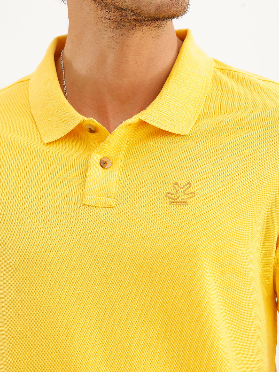 Solid Placement Printed Polo T-Shirt | Yellow | WWTS366F