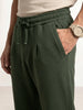 Solid loose Fit Pleated Jogger | Olive