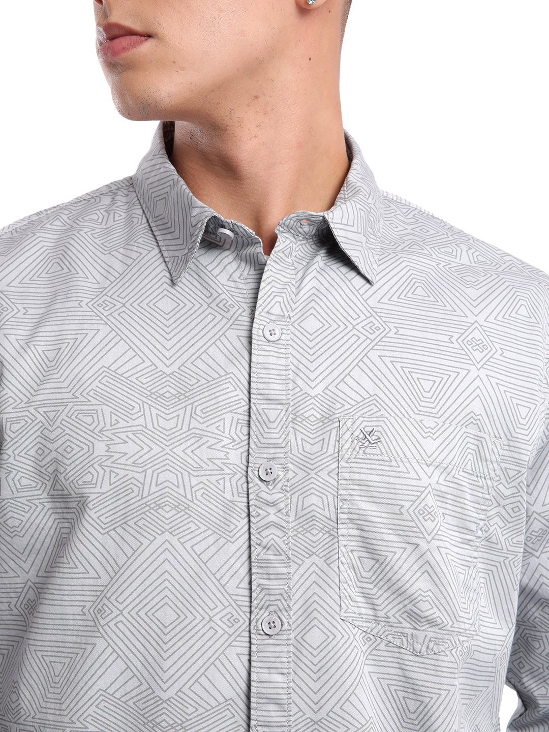 Multi Patterns Grey AOP Shirt