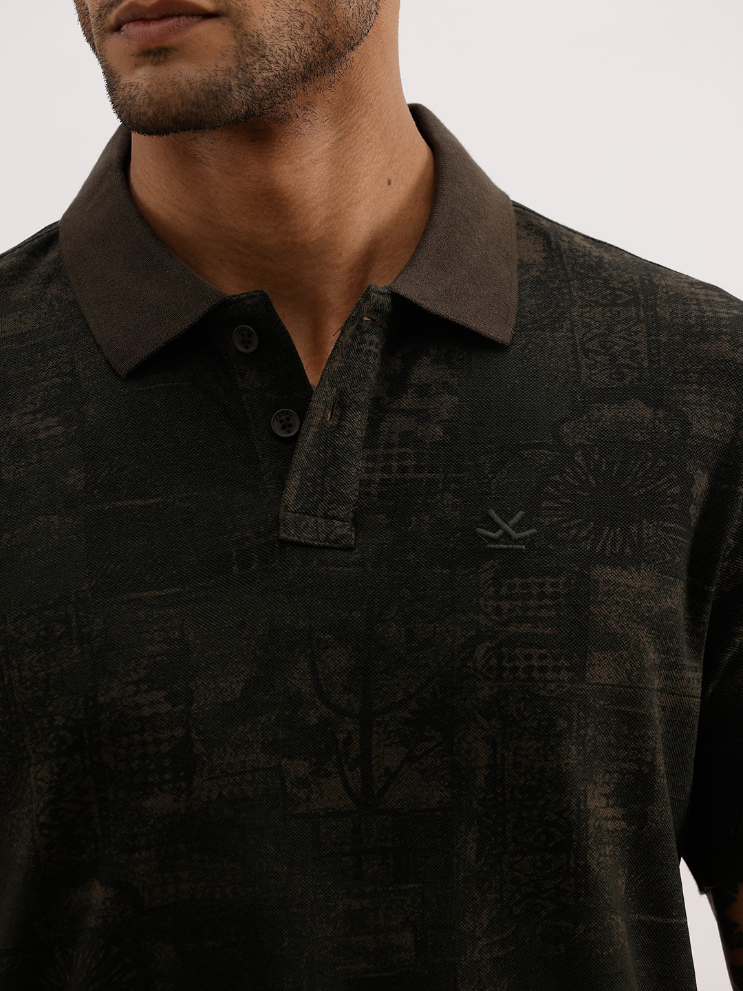 Classic Slim Fit AOP Polo T-Shirt | Olive | WPT02HSSL1599S
