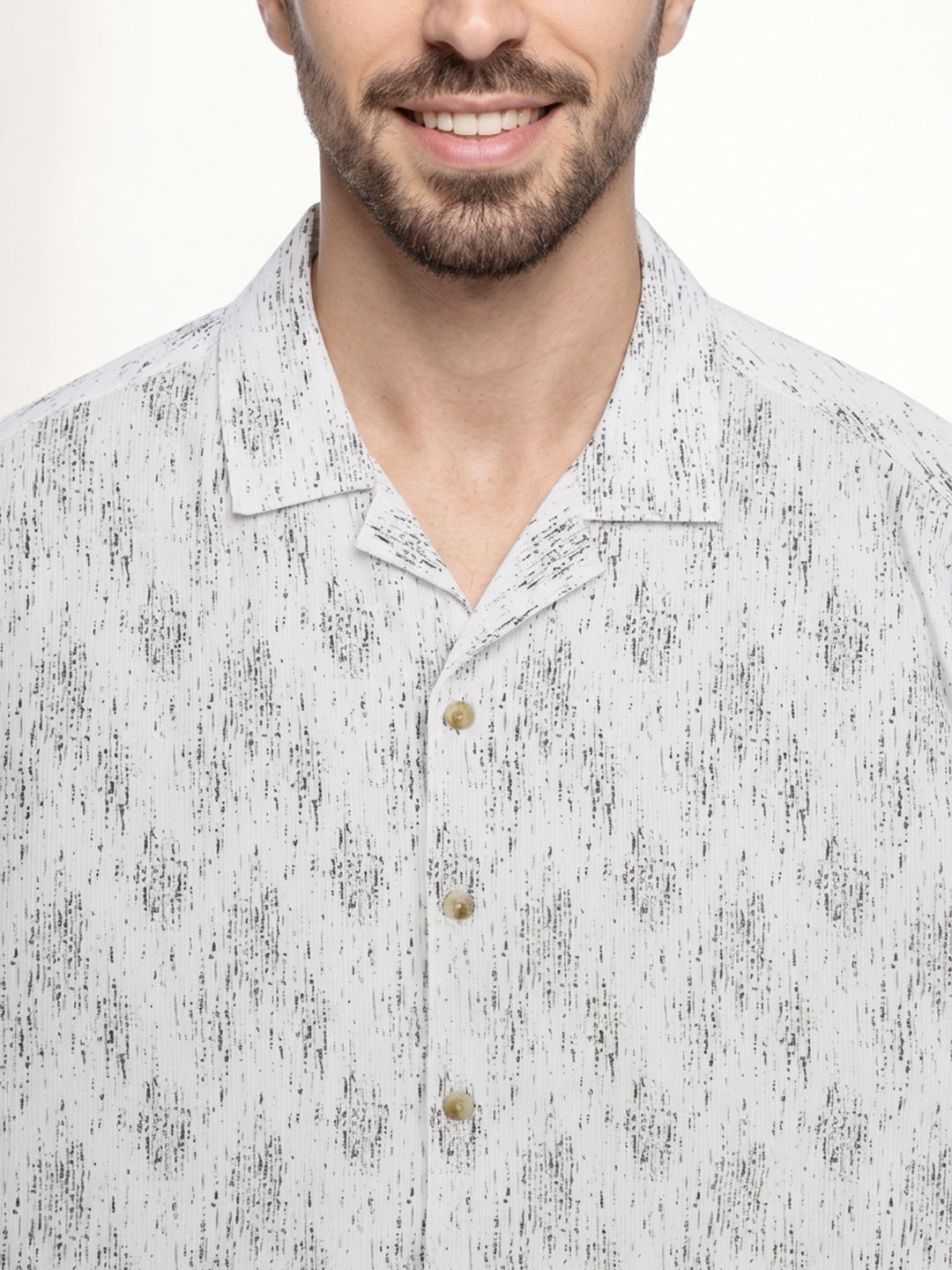 Comfort Fit AOP Half Sleeve Shirt | White