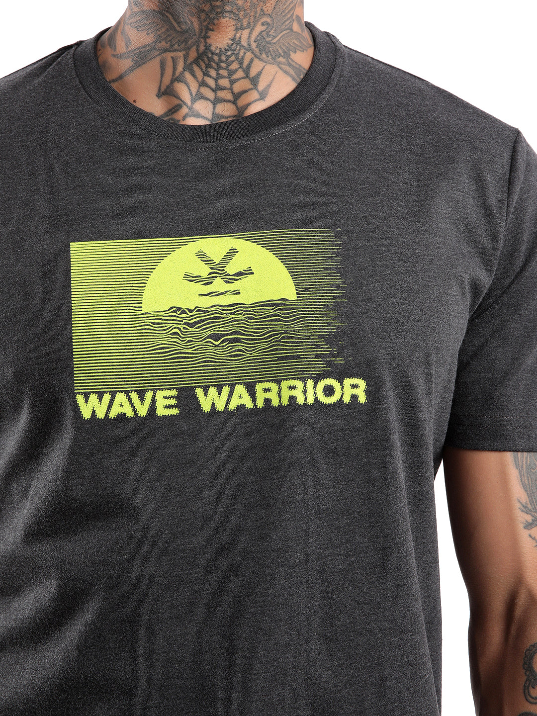 Wave Warrior Printed Grey T-Shirt