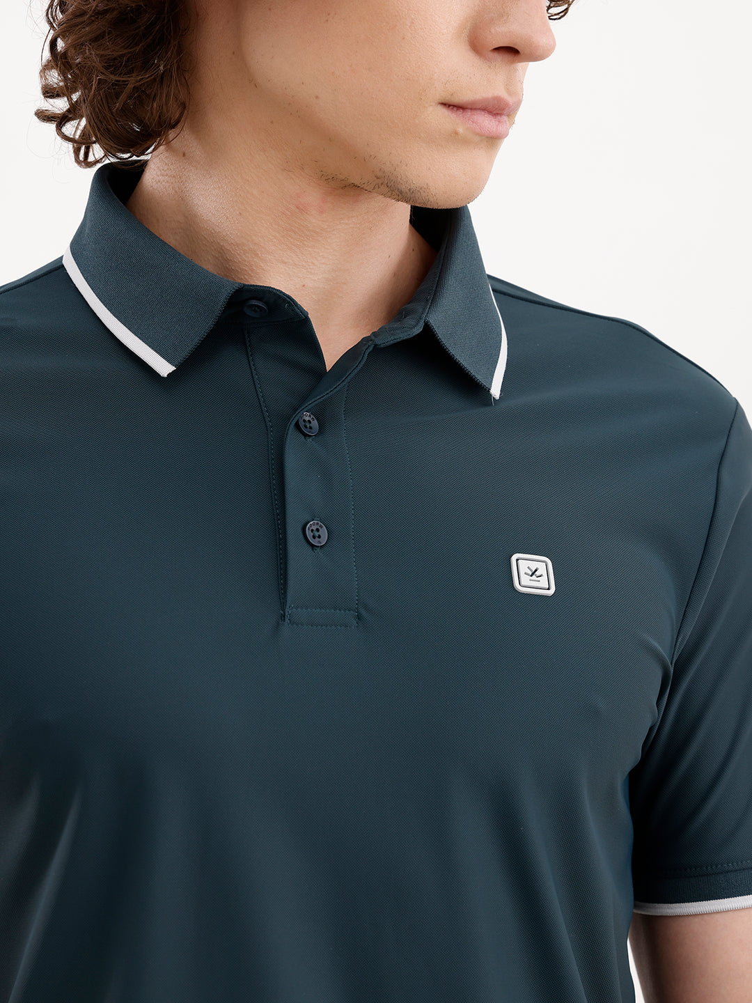 Slim Fit Tipping Collar Polo T-Shirt | Teal