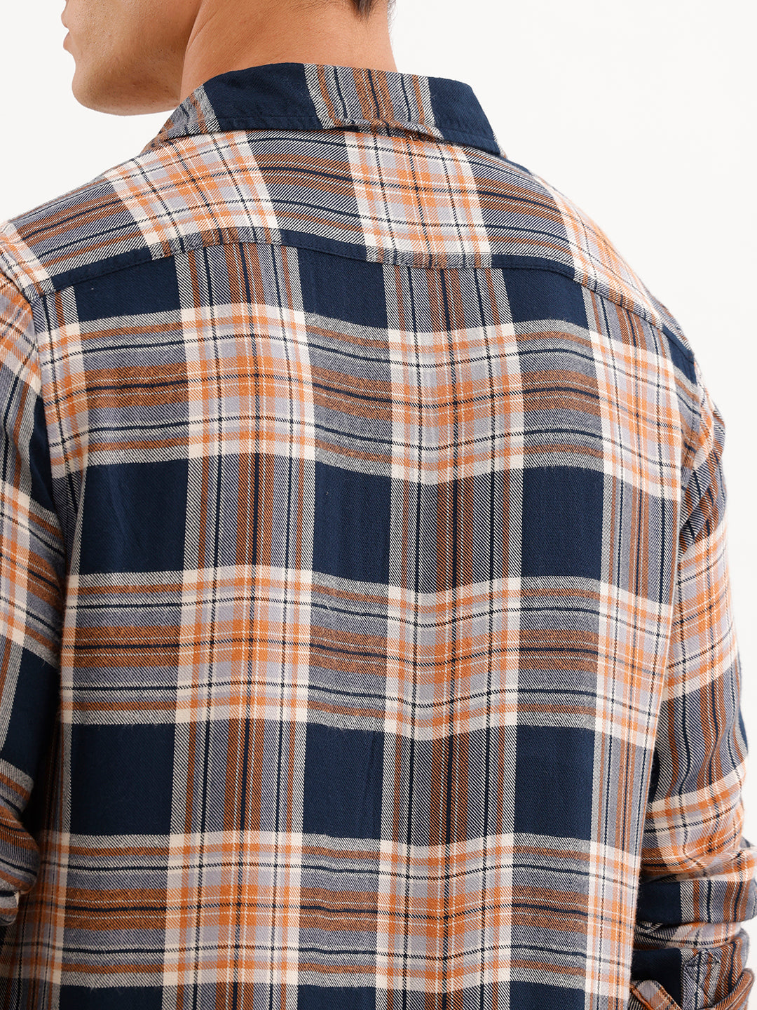 Classic Slim Fit Checkered Shirt  | Navy Blue