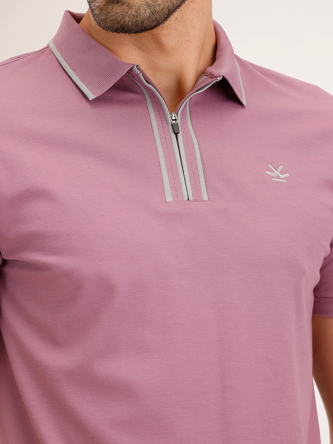 Slim Fit Contrast Collar T-Shirt | Pink