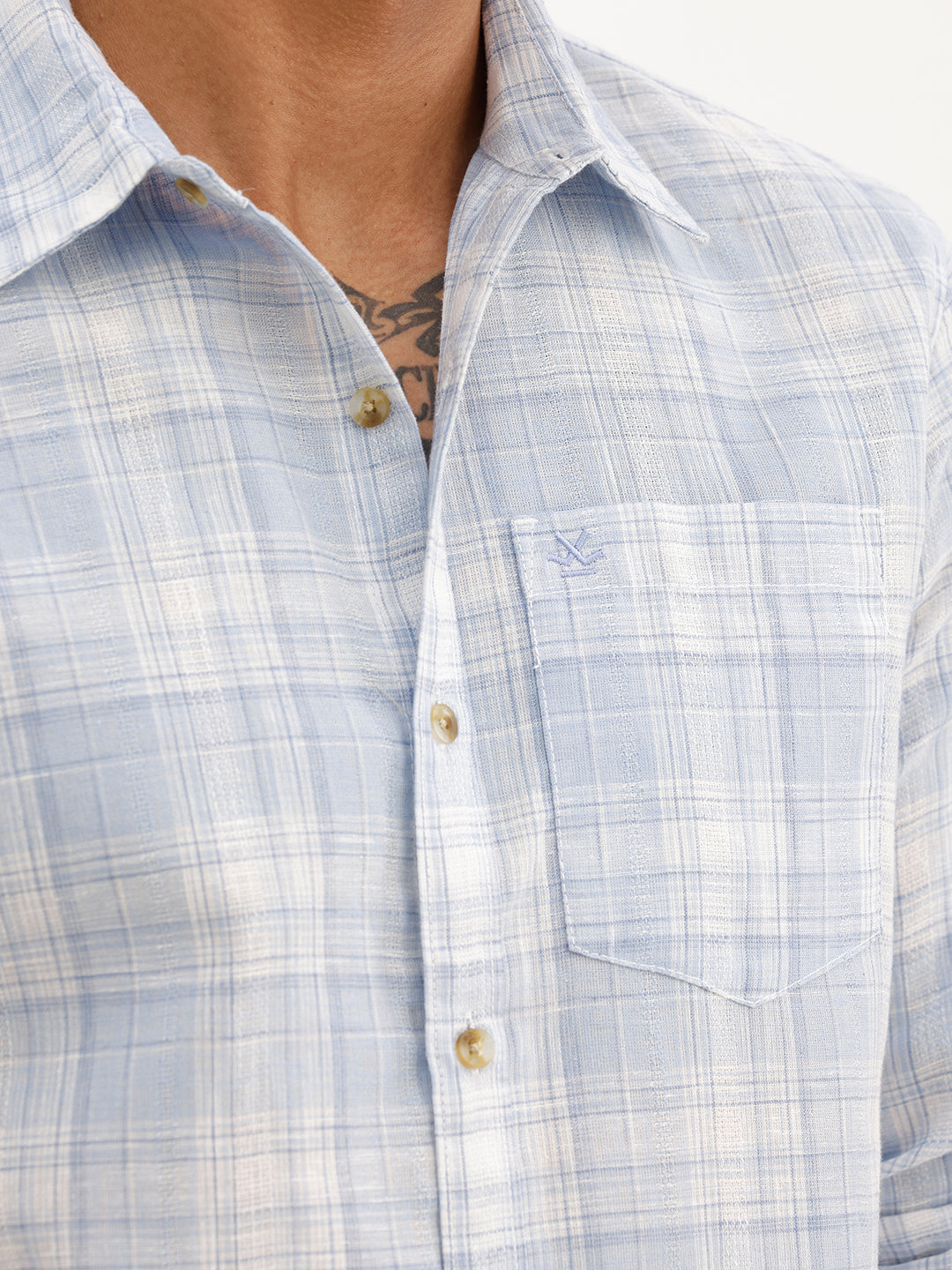 Regular Fit Checkered Full Sleeve Shirt | Light Blue | WWSH9091F