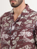 Regular Fit AOP Half Sleeve Shirt | Maroon