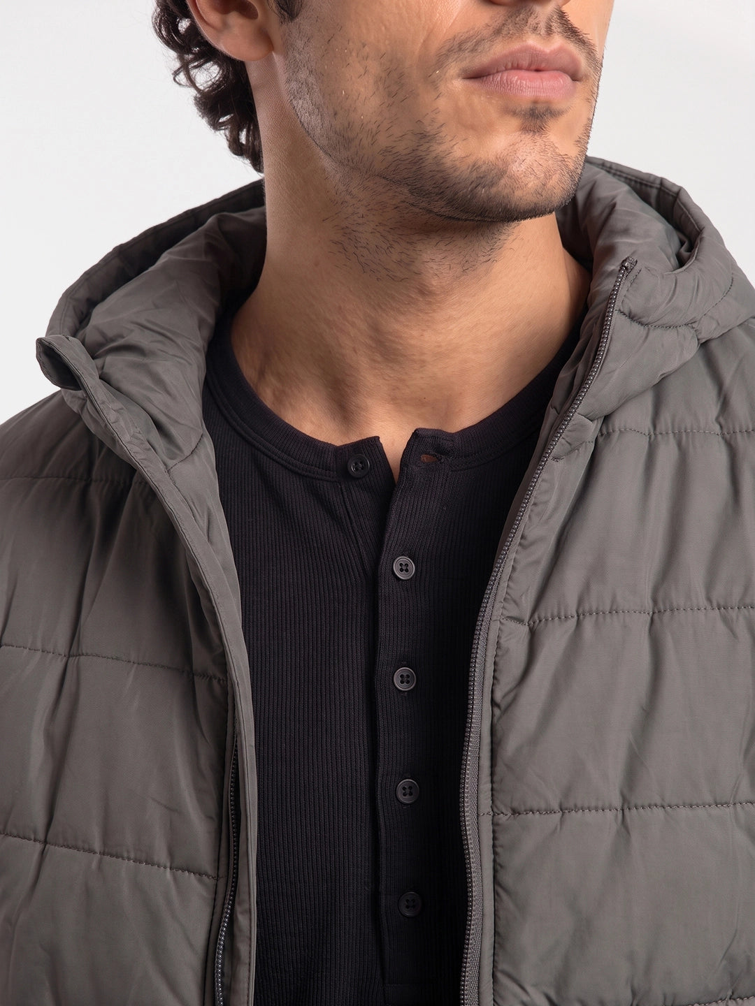 Regular Fit Puffer Hooded Jacket | Green