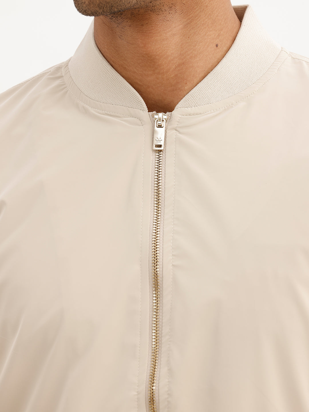 Solid Regular Fit Zipper Jacket | Beige | WJK02FSRE9000S