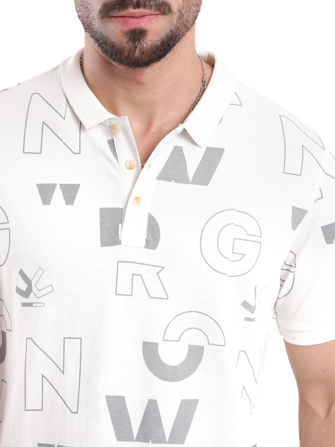 Typographic AOP Slim Fit Polo