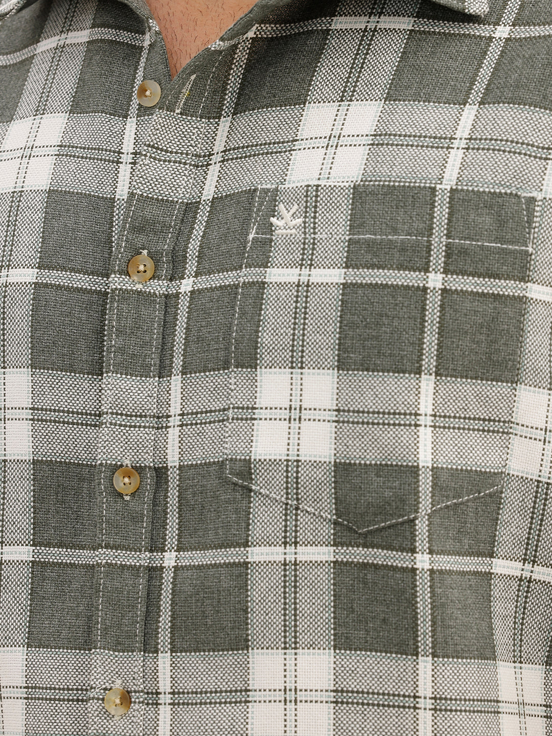 Slim Fit Checkered Full Sleeve Shirt | White