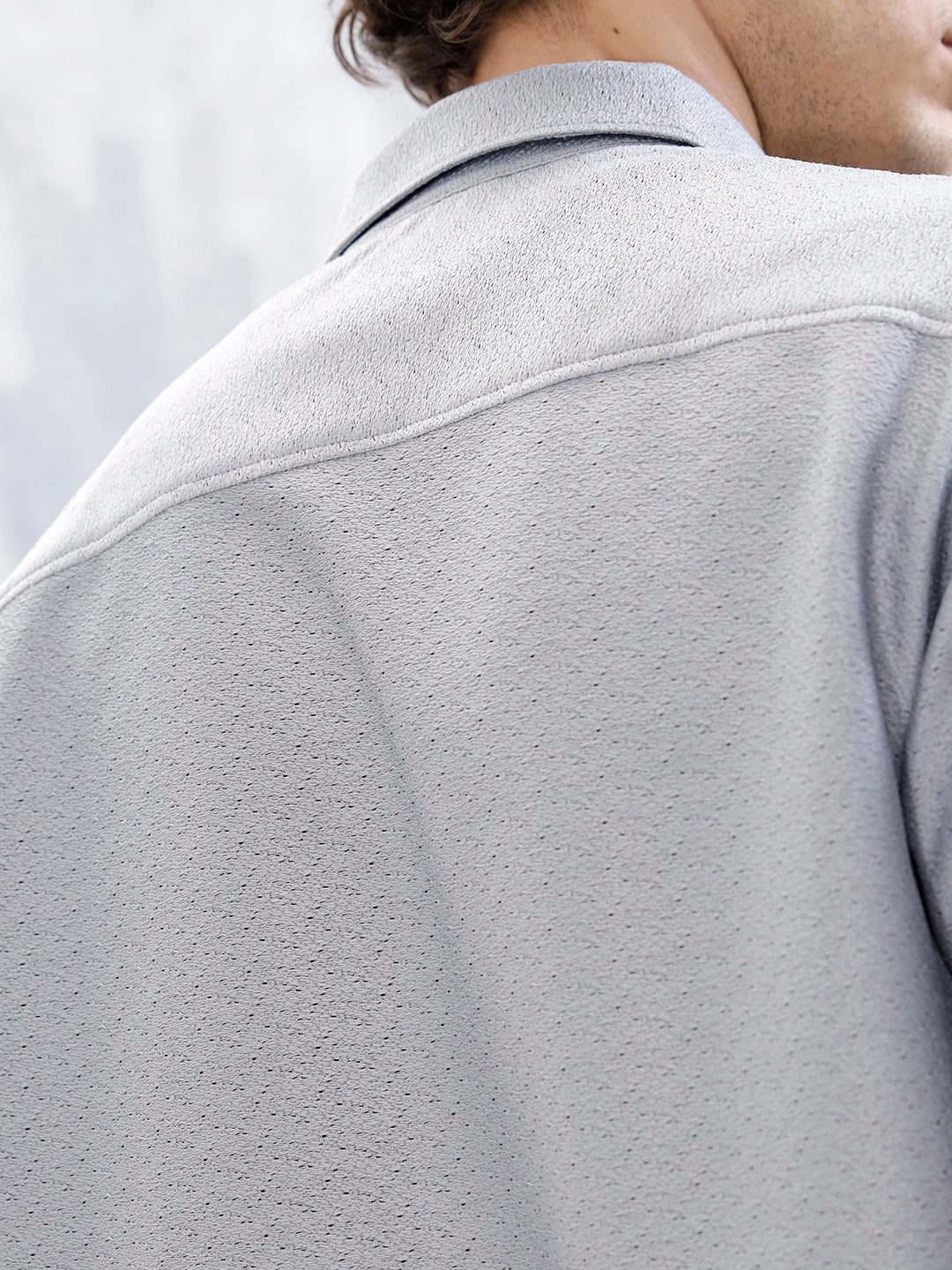 Men's Casual Short Sleeves Textured Shirt | Grey