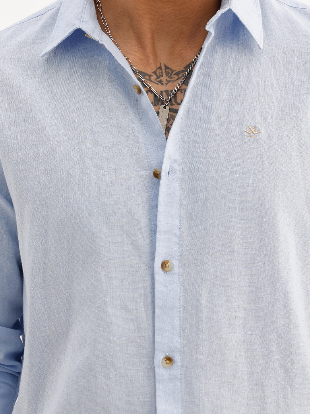 Solid Slim Fit Full Sleeve Shirt | Blue