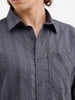 Slim Fit Textured Striped Shirt | Dark Grey
