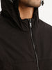 Solid Regular Fit Hooded Puffer Jacket | Black