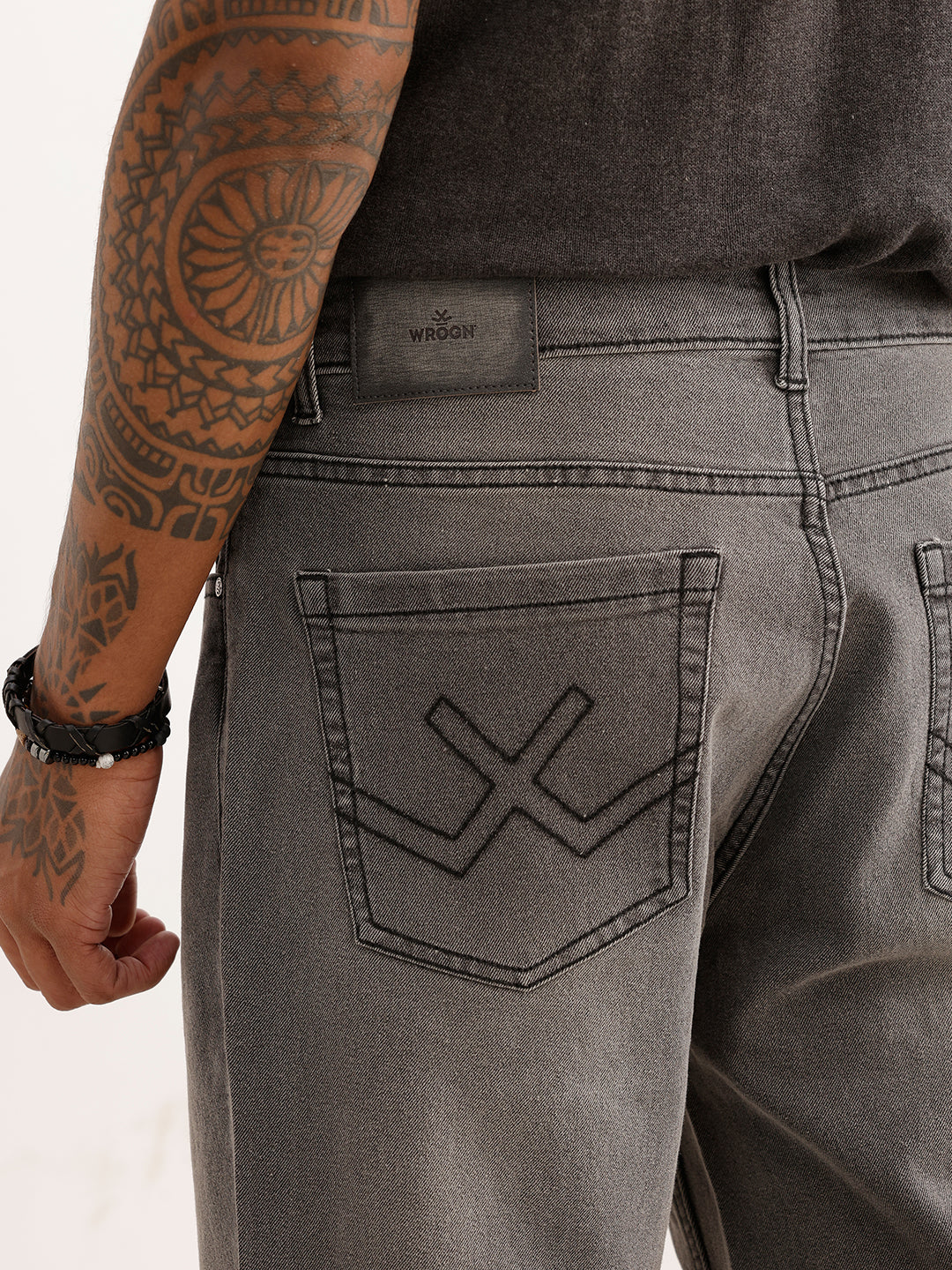Bootcut Fit Solid Denim Jeans | Grey