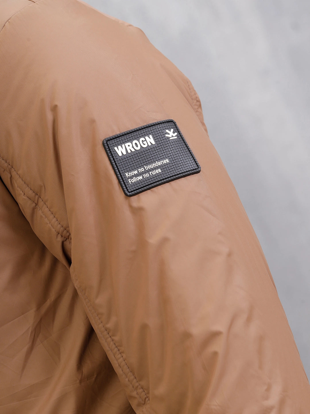 Regular Fit High Neck Jacket With Contrast Detail | Brown