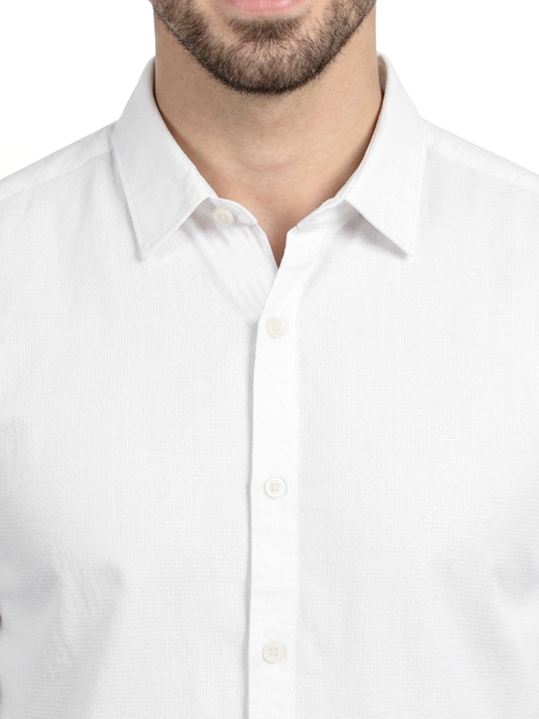 Solid Slim Fit Half Sleeve Shirt | White