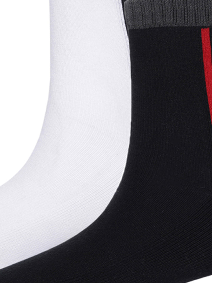 Printed Ease Black & White Ankle Socks Pack of 2