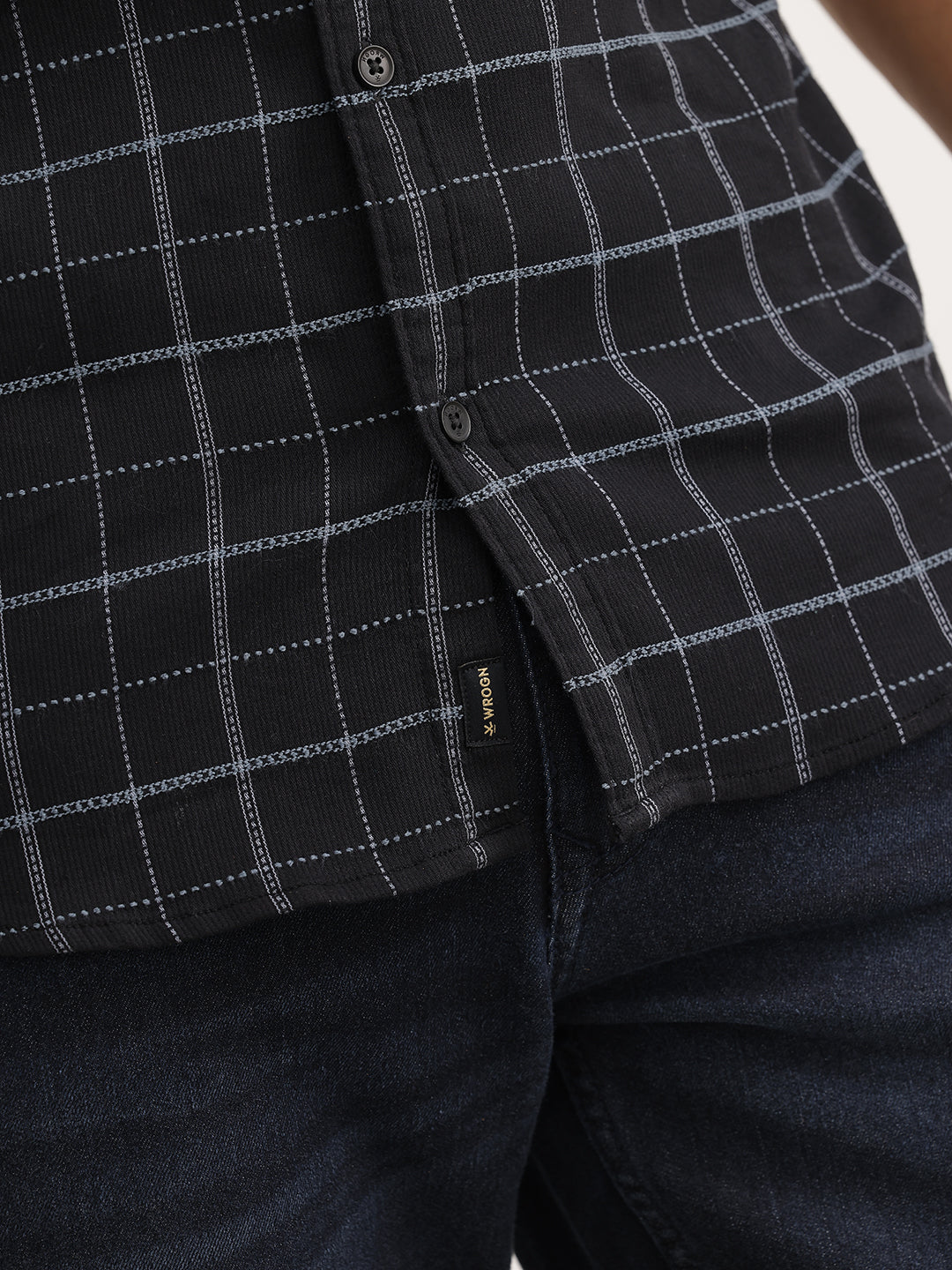 Checkered Slim Fit Full Sleeve Shirt | Black