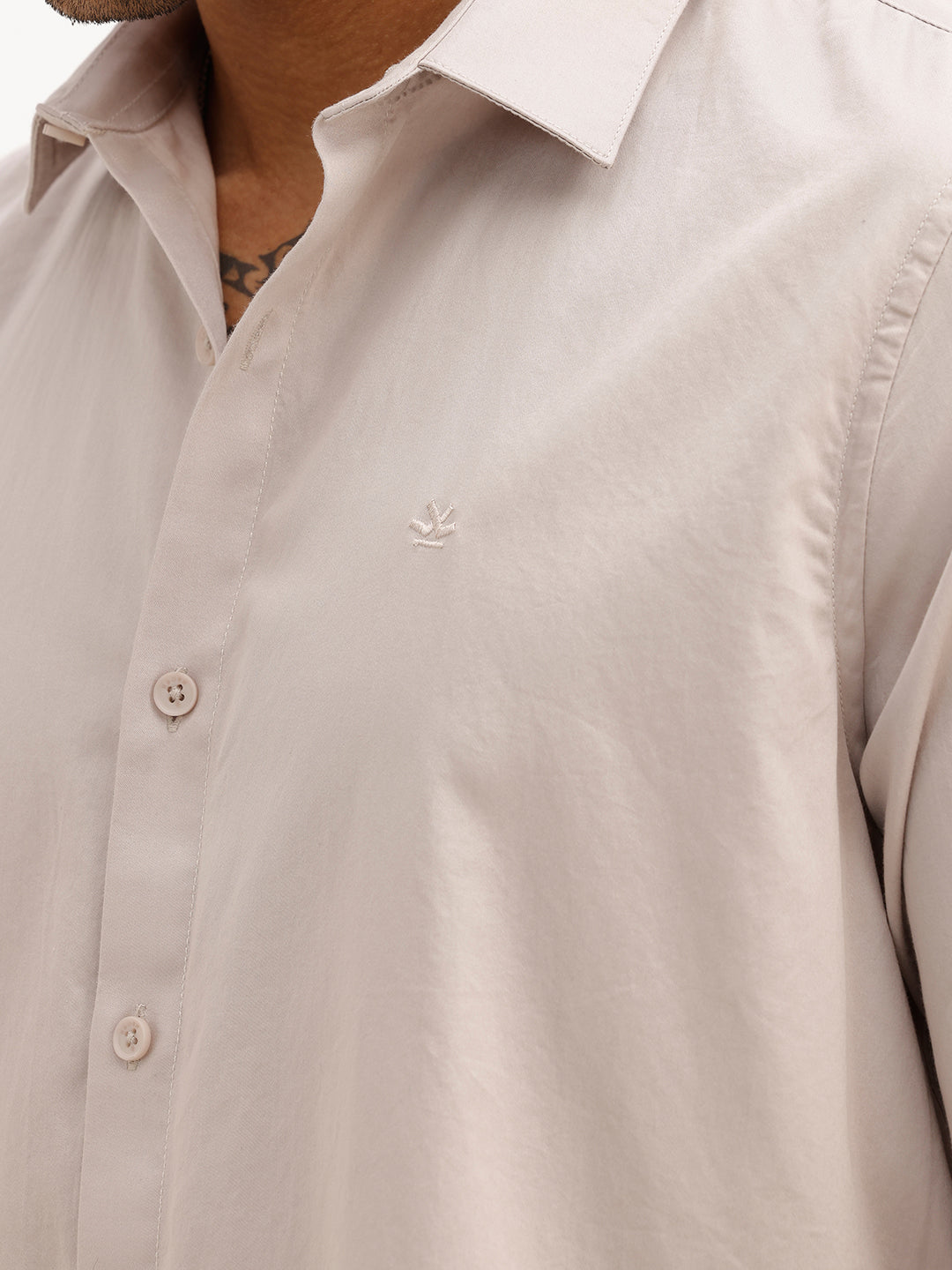 Solid Slim Fit Full Sleeve Shirt | Grey