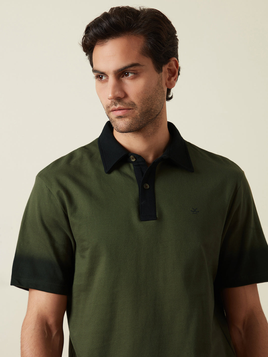 Olive Blend Washed Polo T-Shirt