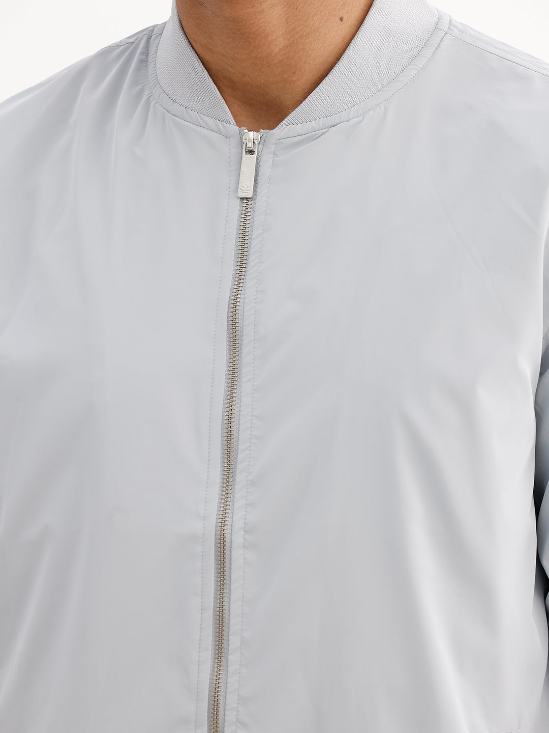 Solid Regular Fit Zipper Jacket | Grey